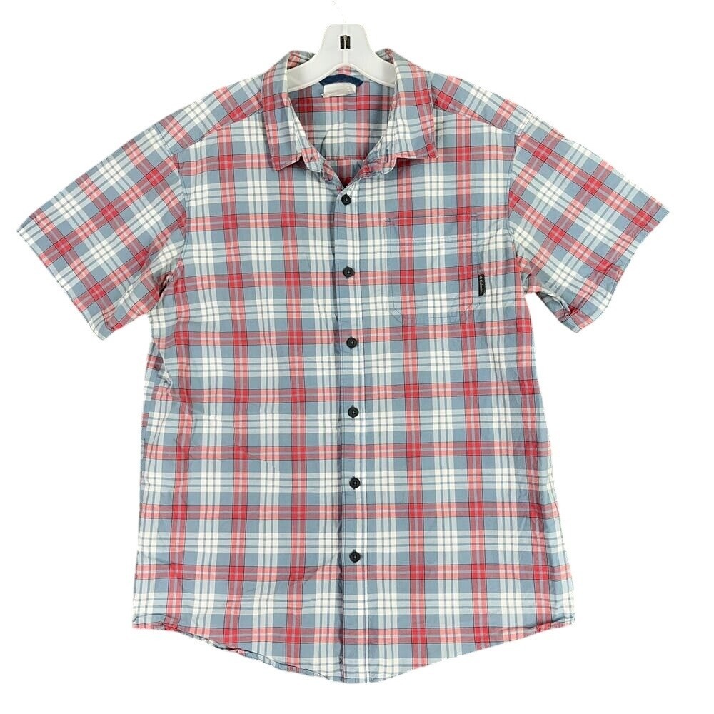Columbia Shirt Mens M Plaid Button Up Performance Outdoor Camping Hiking Trail